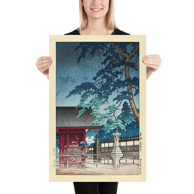 Pluie de printemps au temple Gokokuji par Hasui Kawase, 1935 