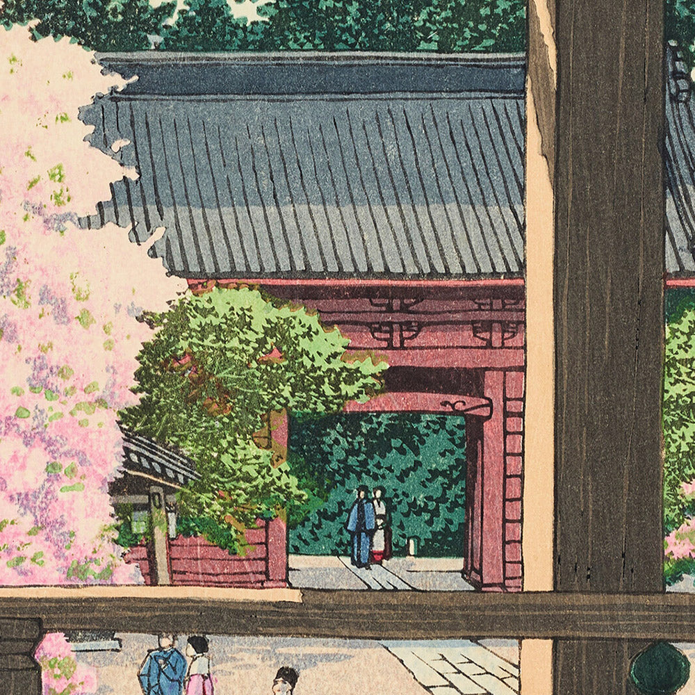 Blossom Trees at Myohonji Temple, Kamakura by Hasui Kawase 1935
