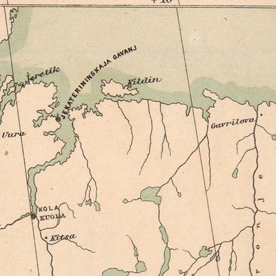 Ancienne carte de la Finlande, 1897 : Helsinki, Tampere, Golfe de Botnie, Chemins de fer, Frontières 