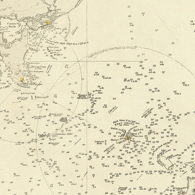 Antigua carta náutica del Estrecho de Bass por Stokes, 1844: Australia, Tasmania, Puerto Dalrymple, Isla King 