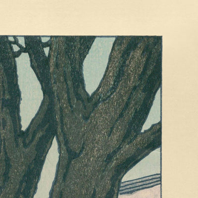 Neige persistante au château de Hikone par Hasui Kawase, 1935 