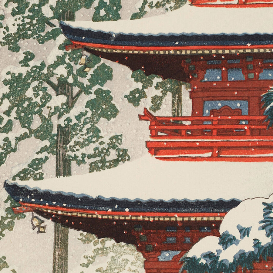 Saishoin-Tempel im Schnee von Hasui Kawase, 1936 