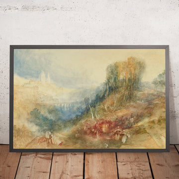 A framed image of Lausanne From The West by Turner, 1816
