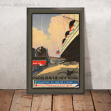 Manifesto di viaggio di Parigi: Parigi–Havre–New York in treno e nave di Albert Sébille, 1920 