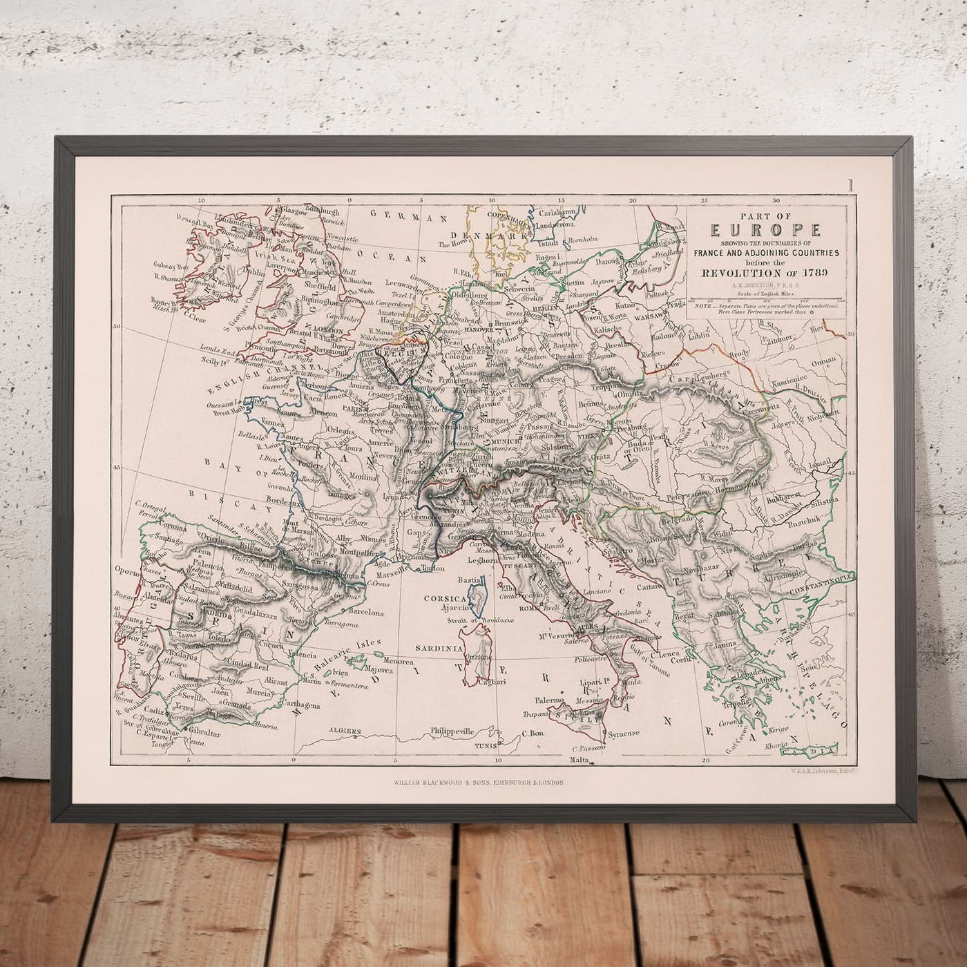 Ancienne carte de l'Europe avant la Révolution française et les guerres napoléoniennes, 1789 