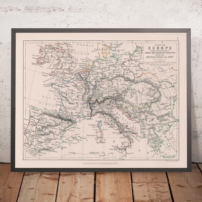 Ancienne carte de l'Europe avant la Révolution française et les guerres napoléoniennes, 1789 