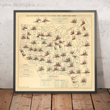 Old European Family Names Immigration Map of United States by King, 1906
