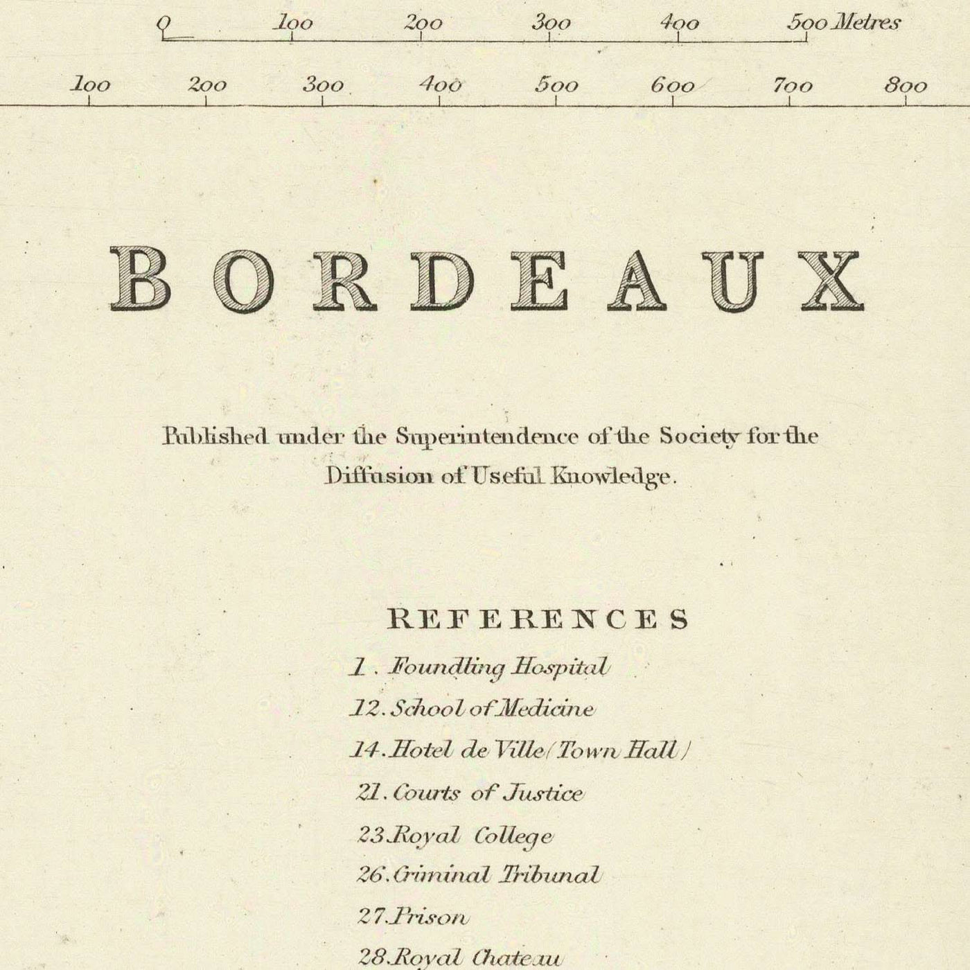 Old Map of Bordeaux, 1870: Chartrons, Bastide, Quai des Chartrons, Église St. Michel, Jardin Public