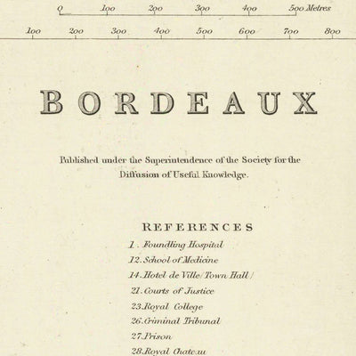Old Map of Bordeaux, 1870: Chartrons, Bastide, Quai des Chartrons, Église St. Michel, Jardin Public