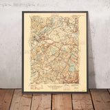 Old Map of Concord, Massachusetts by USGS, 1943 – Walden Pond, Sudbury River & Thoreau's Cabin