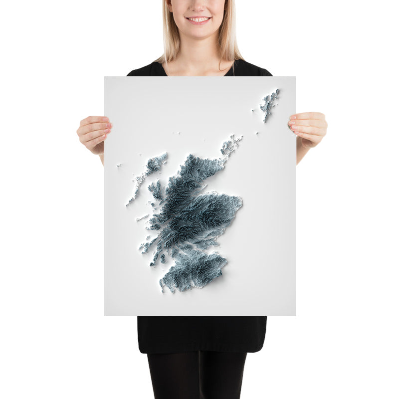 Mappa topografica 3D del rilievo della Scozia 