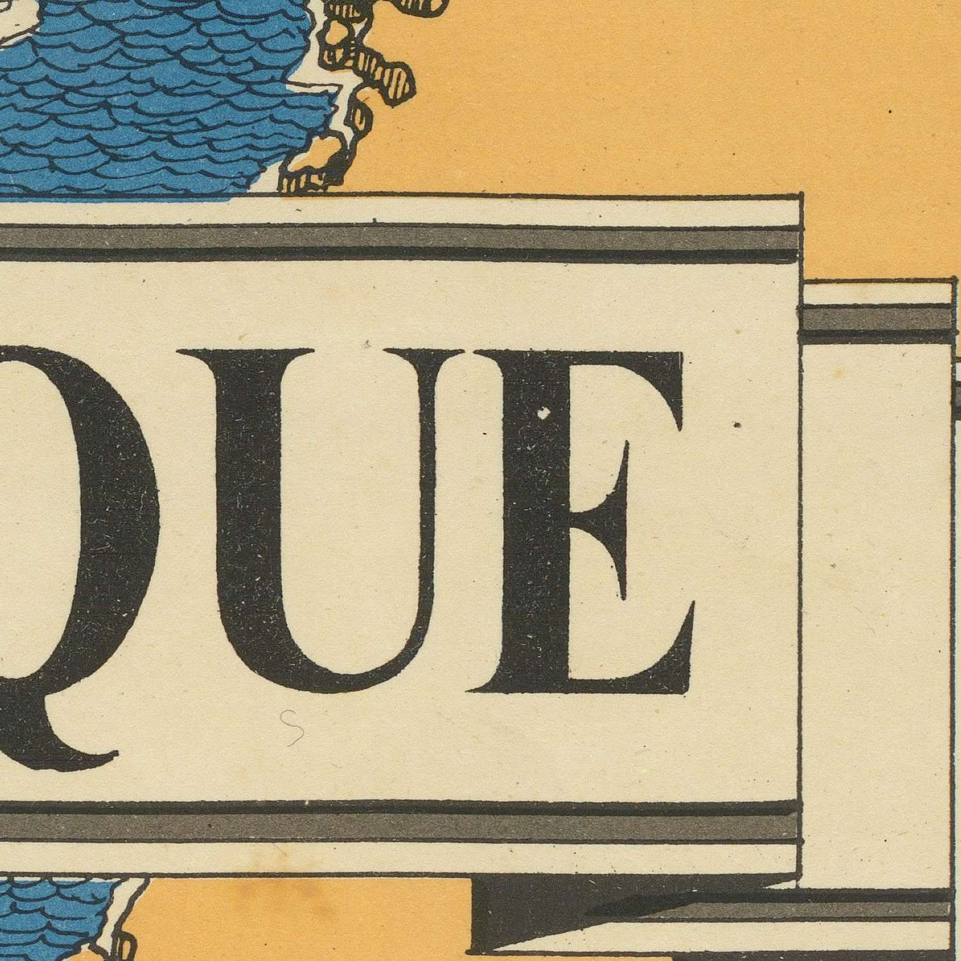 Ancienne carte picturale de la bataille de l'Atlantique par Blake, 1944 : Royaume-Uni, sous-marins, convois 