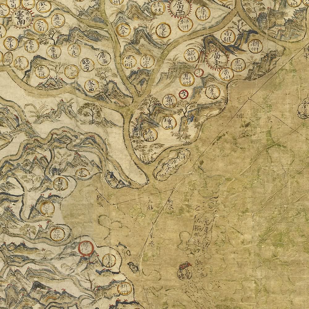 Mapa antiguo raro de Selden de China y Asia, 1653: Rutas comerciales, Mar de China Meridional, Ilustraciones 
