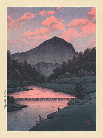 Mt. Kamaga, Hida with Dawn Sky by Hasui Kawase, 1935
