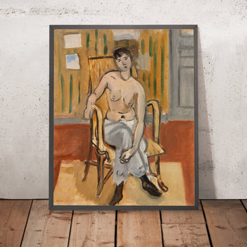 Une image encadrée de Nu assis dans une chambre bronzée (Seated Nude in a Tan Room) de Henri Matisse, 1918