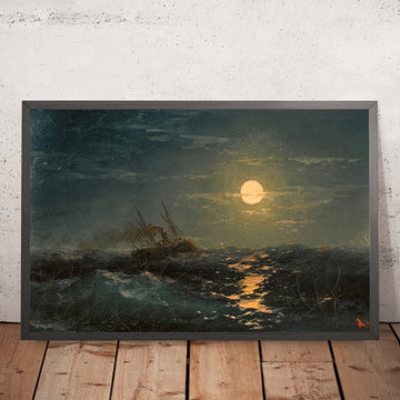 A framed image of Steamship on a Moonlit Night by Ivan Konstantinovich Aivazovsky, 1817