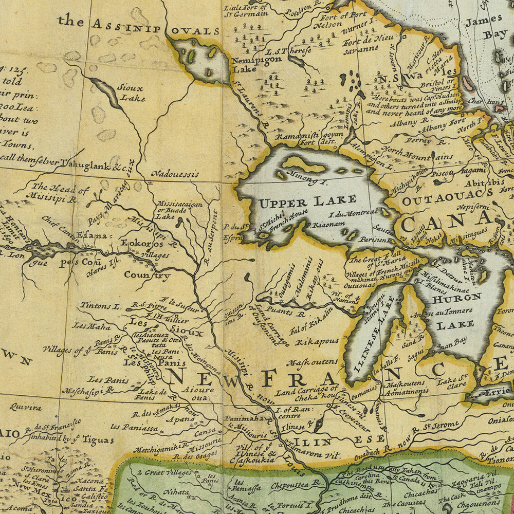 Seltene frühe Karte von Nordamerika von Moll, 1733: Kalifornieninsel, Handelsrouten, Häfen 