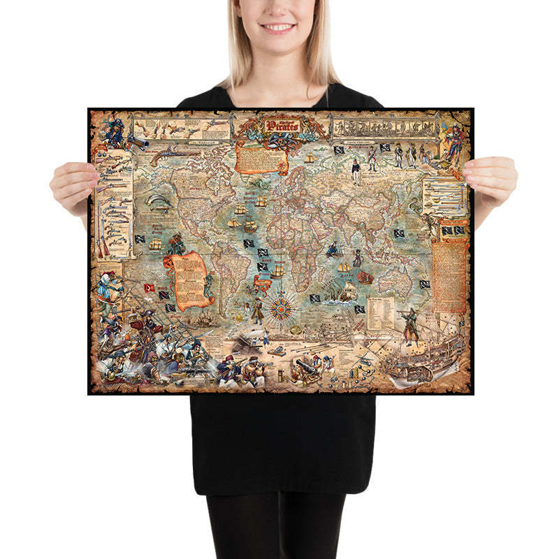 Mappa del Mondo dei Pirati Antichi di Ray&Co, 2025: Navi Pirata, Armi, Storia 