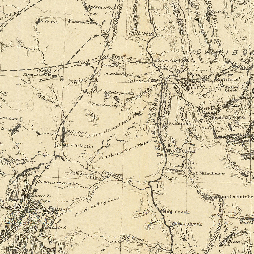 Ancienne carte ferroviaire de la Colombie-Britannique par Trutch, 1878 : Vancouver, Victoria, itinéraires du CPR, rivière Fraser, Rocheuses 