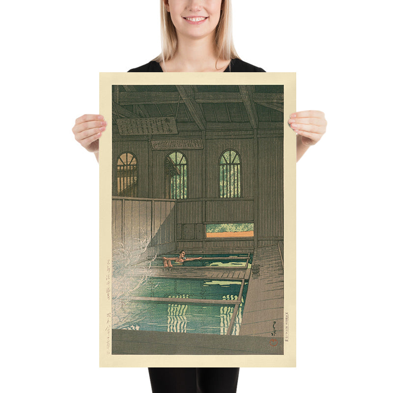 Bagno Onsen e Uomo Rilassante di Hasui Kawase, 1935 