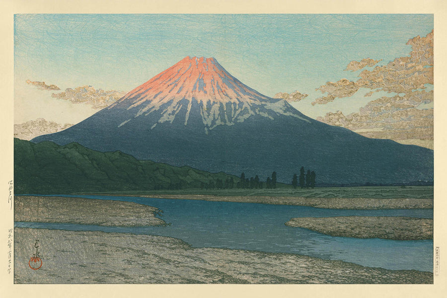 Fuji-Fluss und Mt. Fuji von Hasui Kawase, 1935 