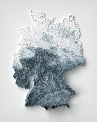 Mapa de Relieve Topográfico 3D de Alemania 