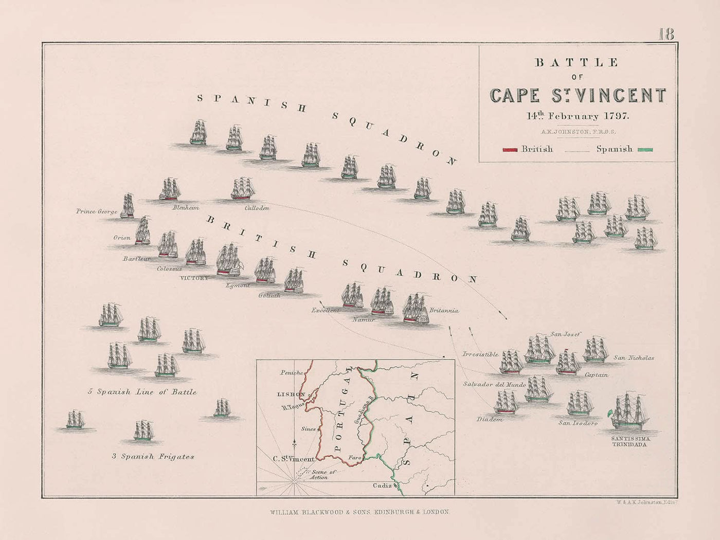 Schlacht von Kap St. Vincent von AK Johnston, 1797: Anglo-spanischer Krieg 