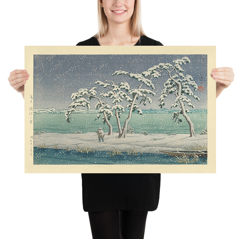 Nieve en el pantano de Hinuma en Mito por Hasui Kawase 1935 
