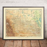 Alte Karte von Alberta & Saskatchewan von Bartholomew, 1922: Calgary, Edmonton, Rockies 