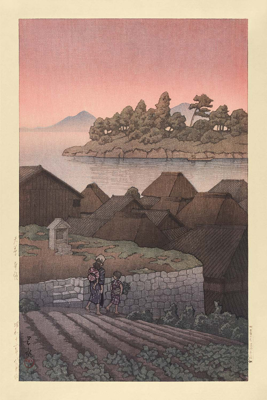 Beautiful Dawn and Farming Village by Hasui Kawase, 1937