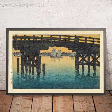 Gerahmtes Bild der Kaminohashi-Brücke in Fukagawa, Tokio von Hasui Kawase, 1935
