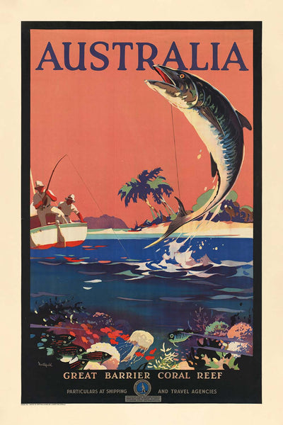 Great Barrier Reef Travel Poster: Great Barrier Coral Reef by James Northfield, 1930