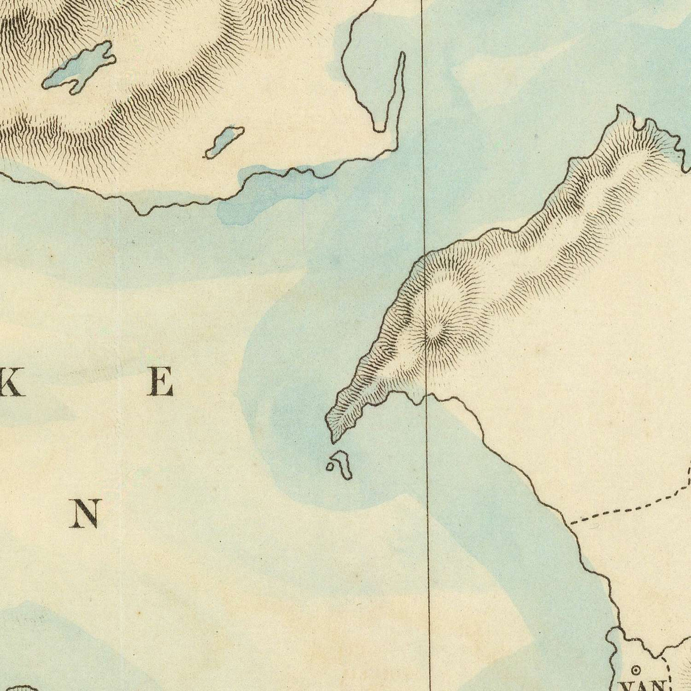 Antigua mapa de Kurdistán por la Sociedad Geográfica Real, 1865: Lago Van, Diyarbakir, Erzurum, Montañas 