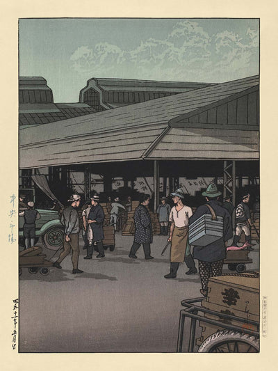 The Central Market, Tokyo by Hasui Kawase, 1935