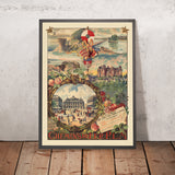 France Travel Poster: Chemins de Fer P.L.M. Lac du Bourget, Genève, Monaco, Château de Pierrefonds by Carlo Cussetti, 1890
