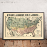 Mapa militar antiguo de la Guerra Civil estadounidense, 1862: Washington D. C., Richmond, Mississippi, fuertes, ferrocarriles 