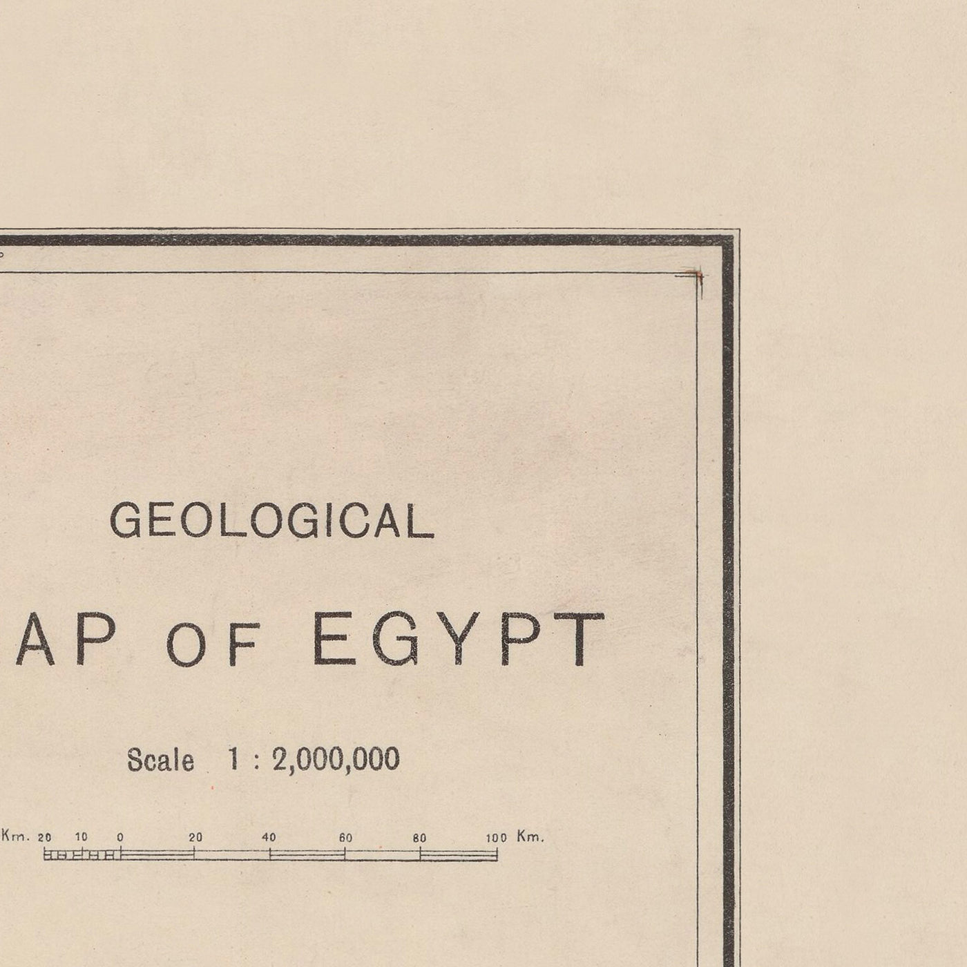 Ancienne carte géologique d'Égypte, 1910 : Nil, mer Rouge, Le Caire, Alexandrie, Suez 