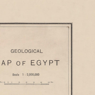 Ancienne carte géologique d'Égypte, 1910 : Nil, mer Rouge, Le Caire, Alexandrie, Suez 