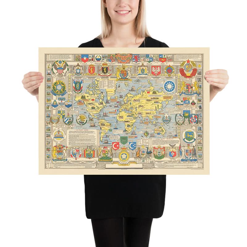 Mapa del Viejo Mundo de las Naciones Unidas, 1948: Era de la Post-Segunda Guerra Mundial, Estilo Pictórico 