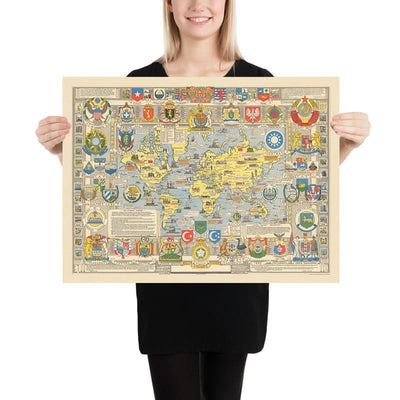 Mapa del Viejo Mundo de las Naciones Unidas, 1948: Era de la Post-Segunda Guerra Mundial, Estilo Pictórico 