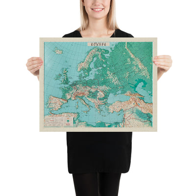 Old 3D Relief Map of Europe by Aero Service Corporation, 1956