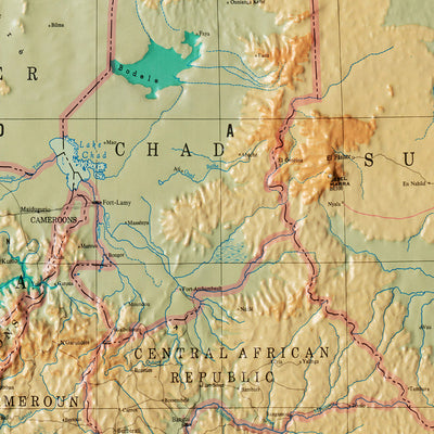 Ancienne carte topographique en relief 3D de l'Afrique par Aero Service Corporation, 1961 