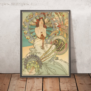 A framed image of Monaco Monte-Carlo Travel Poster by Alphonse Mucha, 1897