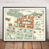 Old Map of Stanford University by Lites, 1943: Hoover Tower, Memorial Church, Inner Quad, Encina Hall, Frost Amph