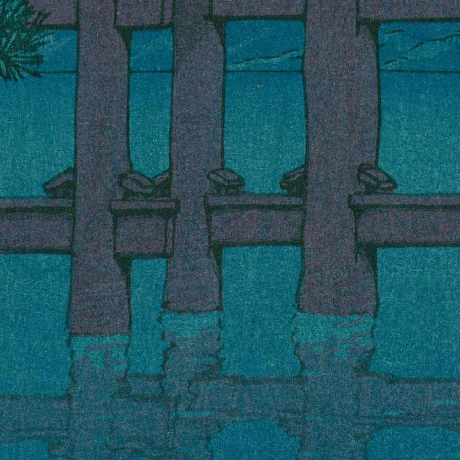 Sternenklare Nacht, Miyajima Shinto-Schrein und Torii von Hasui Kawase, 1935 
