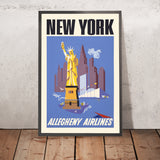 Affiche de voyage New York par Allegheny Airlines, 1950 