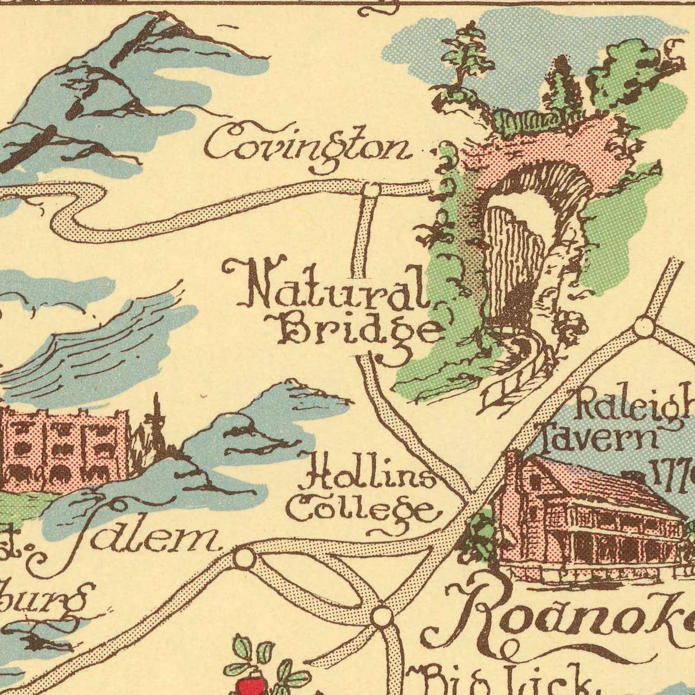 Alte Karte der Appalachenregion von Kearfott, 1950: Appalachian Trail, Cumberland Gap, Great Smoky Mountains, Winston Salem 
