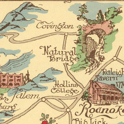 Alte Karte der Appalachenregion von Kearfott, 1950: Appalachian Trail, Cumberland Gap, Great Smoky Mountains, Winston Salem 