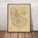 Alte Karte von Barbados von Mayo, 1810: Bridgetown, Speightstown, Pfarreien, Festungen, Kompassrose 
