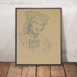 Young Woman with Folk Headdress by Alphonse Mucha, 1913